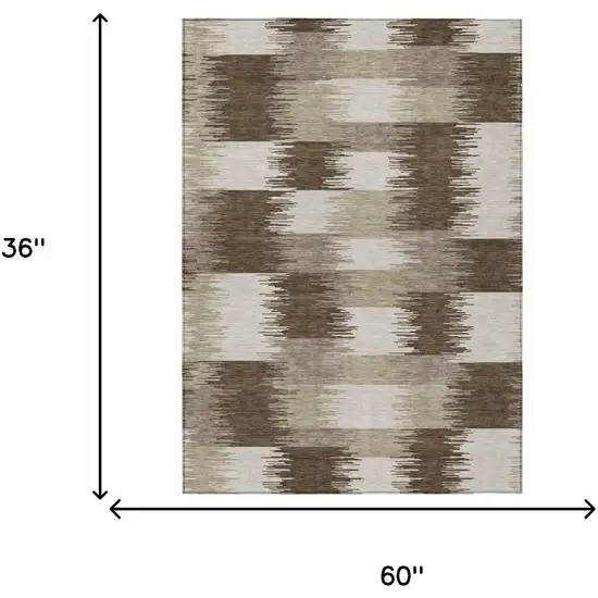 Chocolate And Brown Geometric Washable Indoor Outdoor Area Rug Photo 6