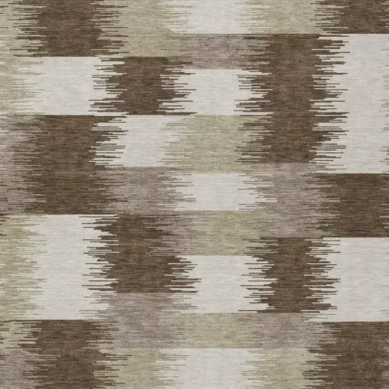 Chocolate And Brown Geometric Washable Indoor Outdoor Area Rug Photo 1