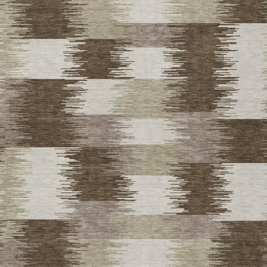 Chocolate And Brown Geometric Washable Indoor Outdoor Area Rug Photo 1