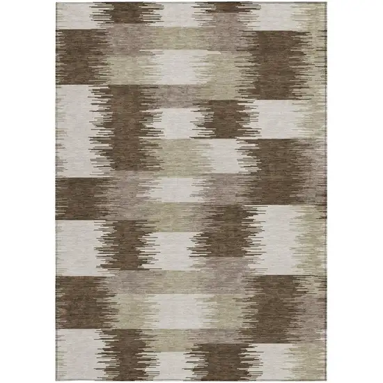 Chocolate And Brown Geometric Washable Indoor Outdoor Area Rug Photo 3