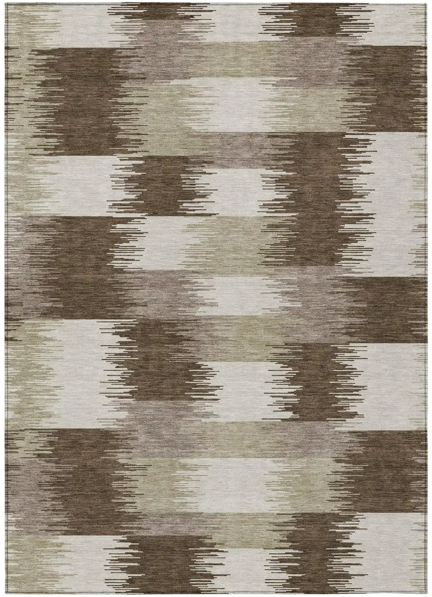 Chocolate And Brown Geometric Washable Indoor Outdoor Area Rug Photo 2