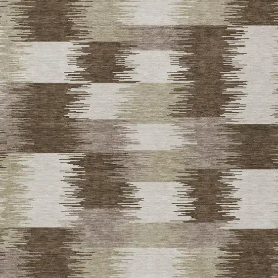 Chocolate And Brown Geometric Washable Indoor Outdoor Area Rug Photo 1