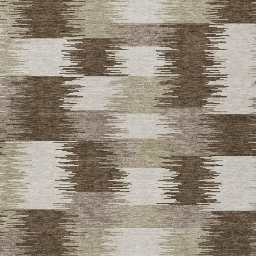 Chocolate And Brown Geometric Washable Indoor Outdoor Area Rug Photo 1