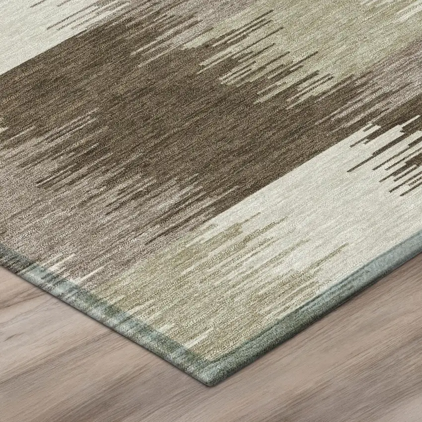 Chocolate And Brown Geometric Washable Indoor Outdoor Area Rug Photo 4