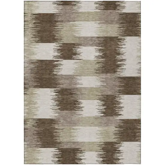 Chocolate And Brown Geometric Washable Indoor Outdoor Area Rug Photo 2
