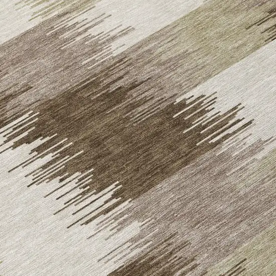 Chocolate And Brown Geometric Washable Indoor Outdoor Area Rug Photo 5