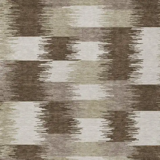 Chocolate And Brown Geometric Washable Indoor Outdoor Area Rug Photo 2