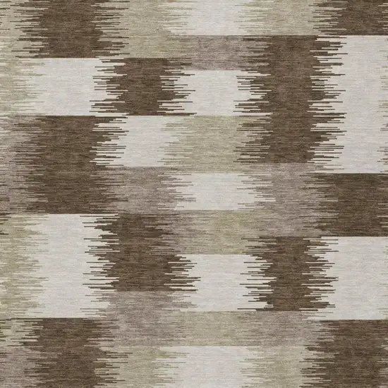 Chocolate And Brown Geometric Washable Indoor Outdoor Area Rug Photo 3