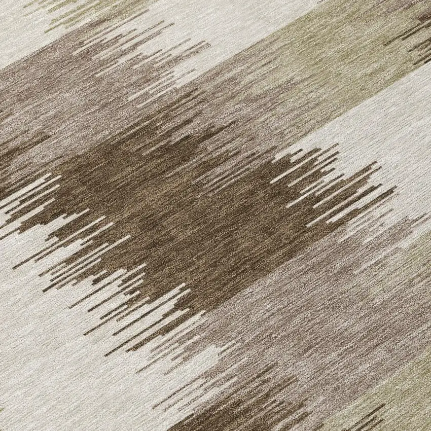 Chocolate And Brown Geometric Washable Indoor Outdoor Area Rug Photo 5