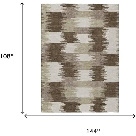 Chocolate And Brown Geometric Washable Indoor Outdoor Area Rug Photo 6