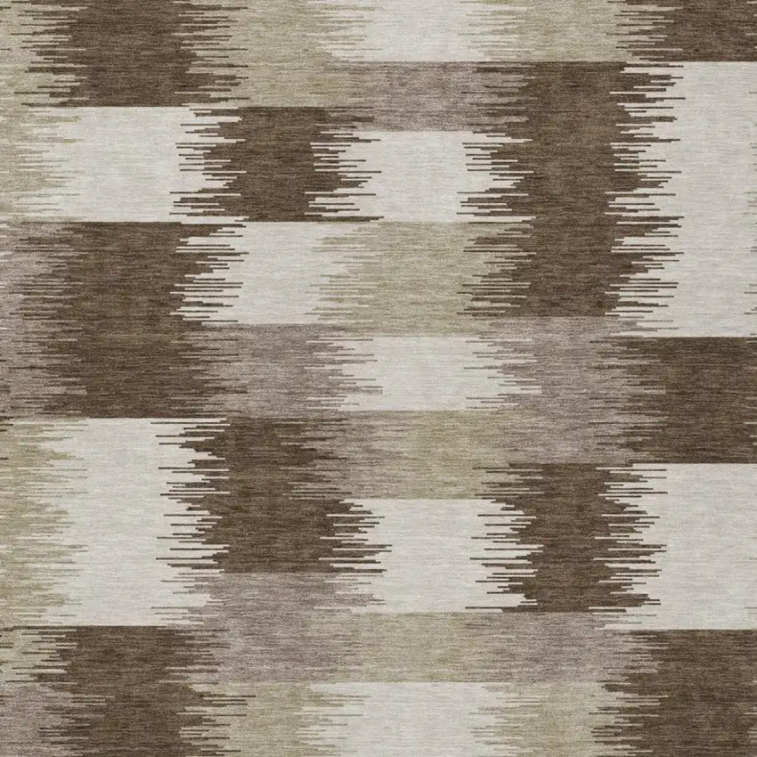 Chocolate And Brown Geometric Washable Indoor Outdoor Area Rug Photo 1