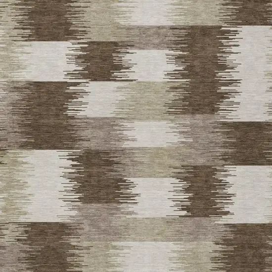 Chocolate And Brown Geometric Washable Indoor Outdoor Area Rug Photo 3