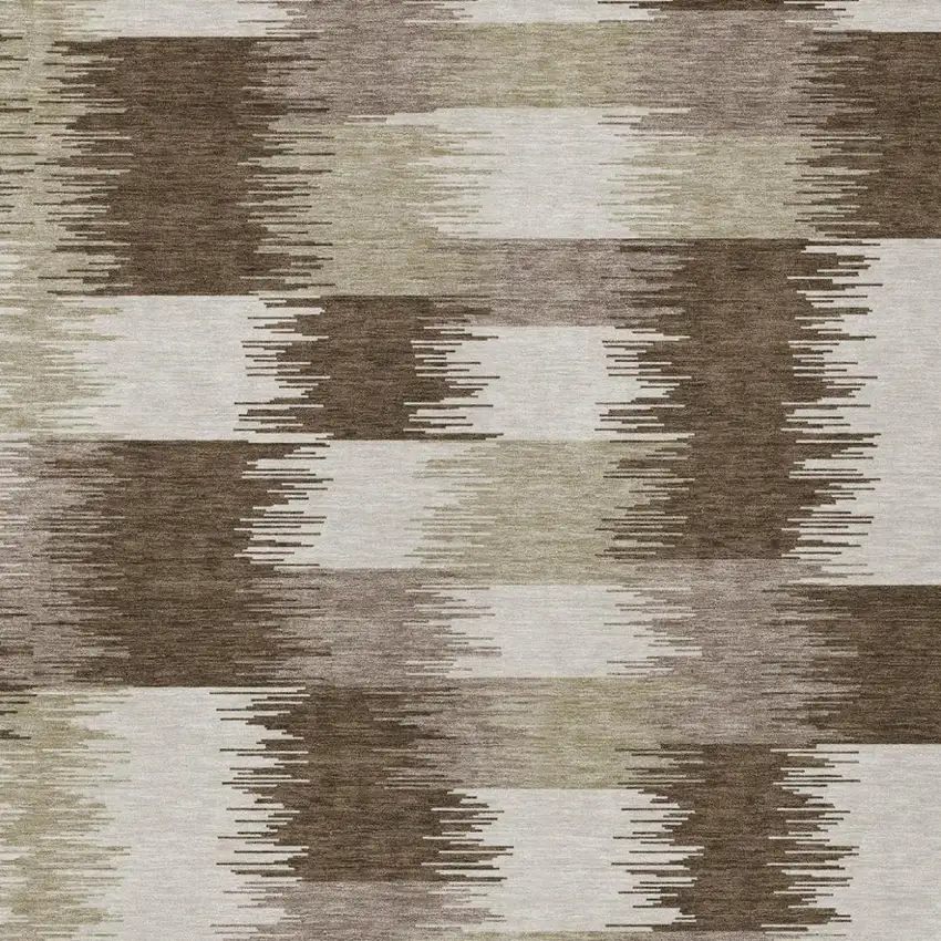 Chocolate And Brown Geometric Washable Indoor Outdoor Area Rug Photo 2