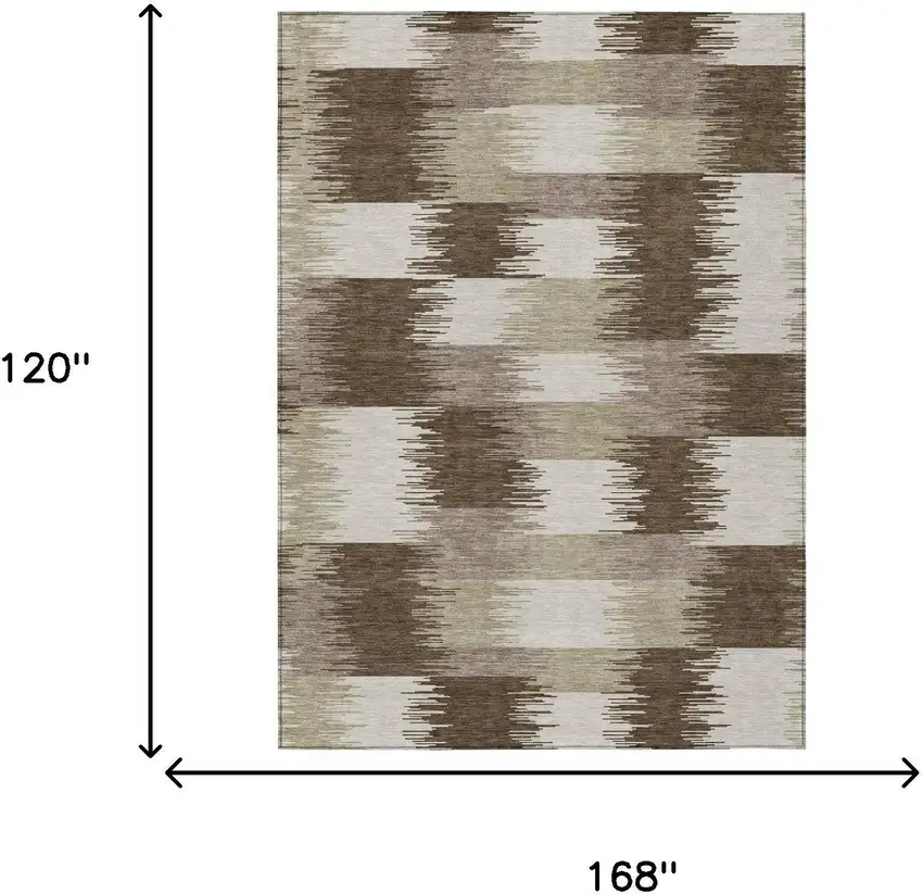 Chocolate And Brown Geometric Washable Indoor Outdoor Area Rug Photo 6