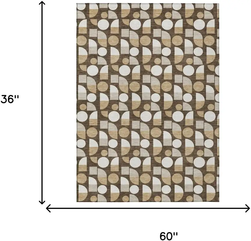 Chocolate And Brown Geometric Washable Indoor Outdoor Area Rug Photo 6