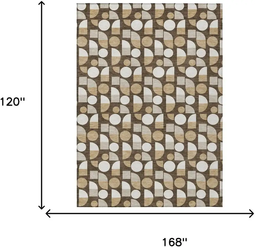 Chocolate And Brown Geometric Washable Indoor Outdoor Area Rug Photo 6