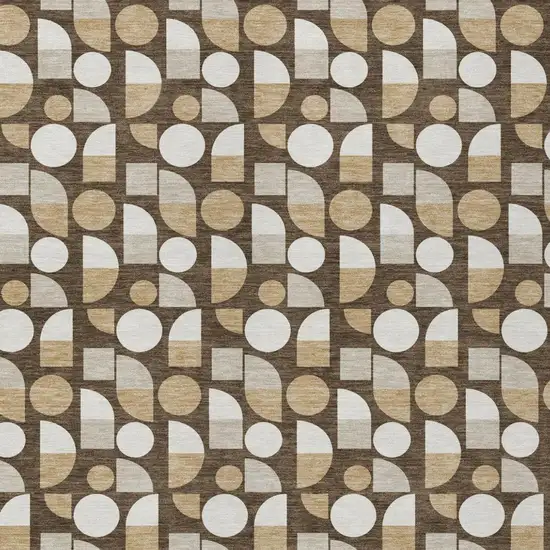 Chocolate And Brown Geometric Washable Indoor Outdoor Area Rug Photo 3