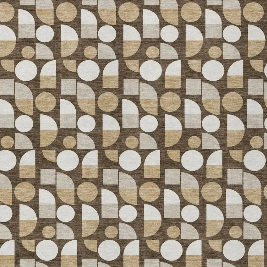 Chocolate And Brown Geometric Washable Indoor Outdoor Area Rug Photo 3