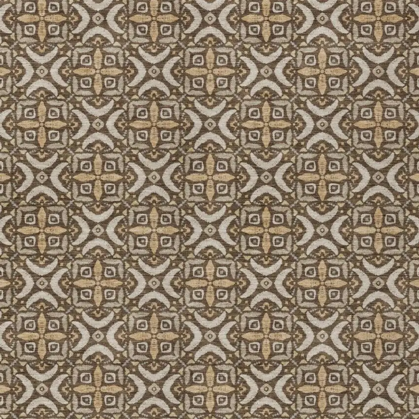 Chocolate And Brown Geometric Washable Indoor Outdoor Area Rug Photo 2