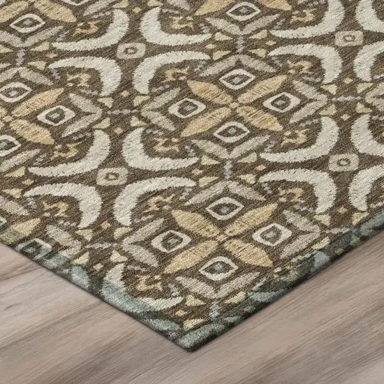 Chocolate And Brown Geometric Washable Indoor Outdoor Area Rug Photo 4