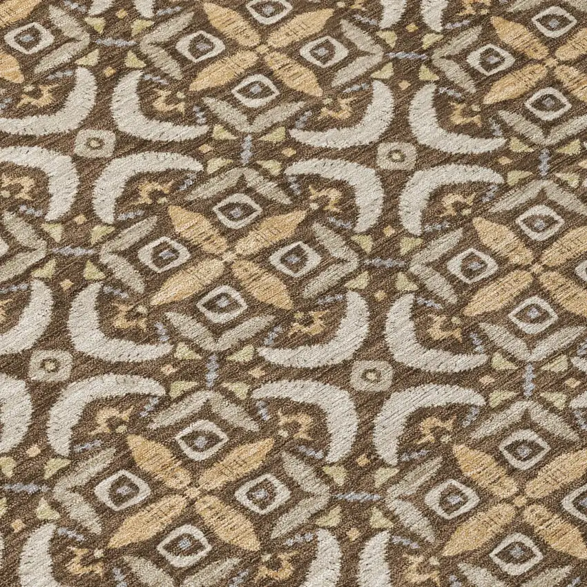 Chocolate And Brown Geometric Washable Indoor Outdoor Area Rug Photo 5