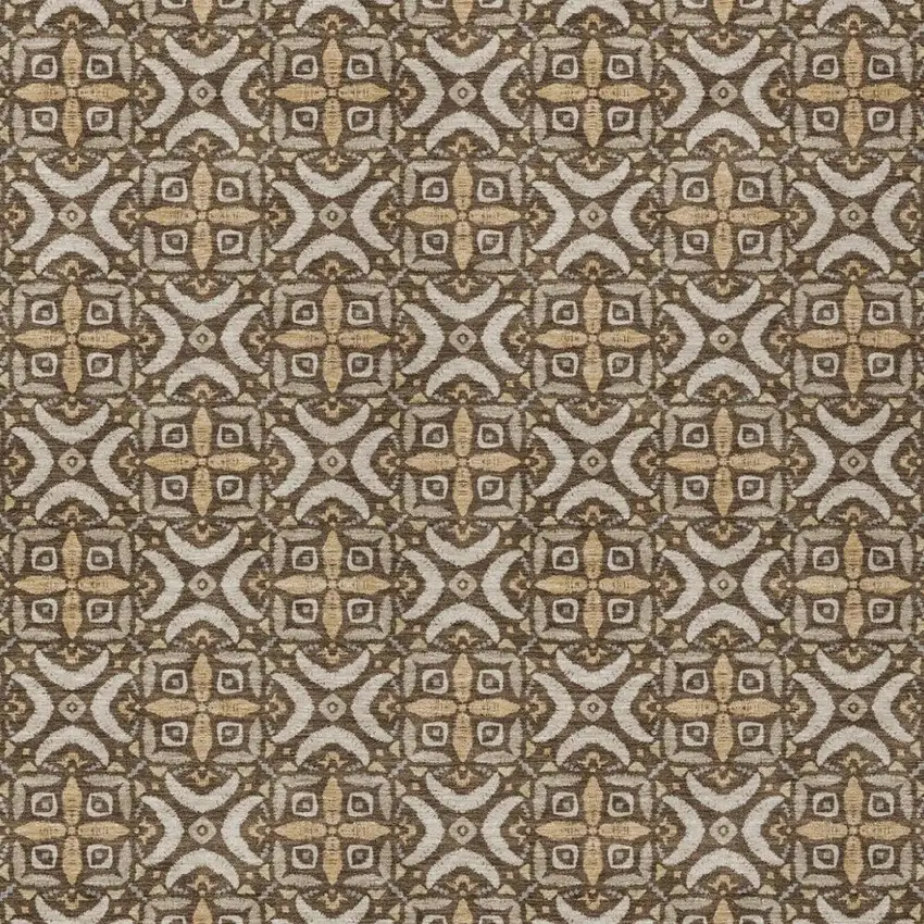 Chocolate And Brown Geometric Washable Indoor Outdoor Area Rug Photo 3