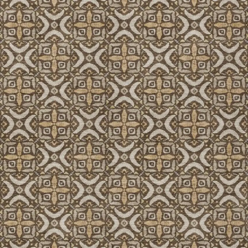 Chocolate And Brown Geometric Washable Indoor Outdoor Area Rug Photo 3