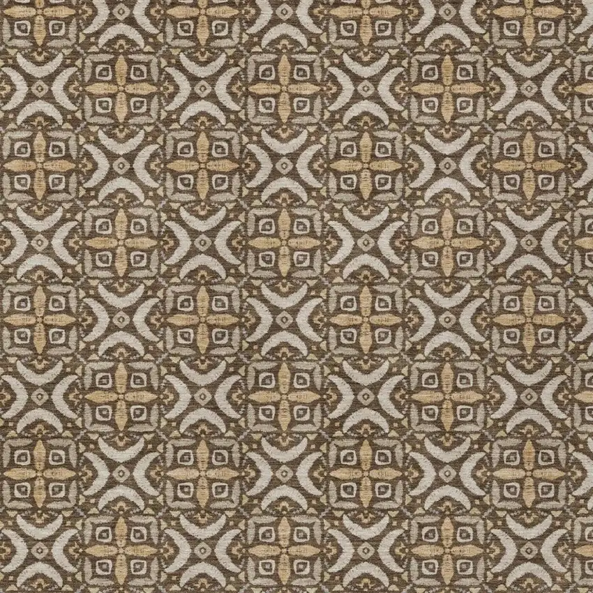 Chocolate And Brown Geometric Washable Indoor Outdoor Area Rug Photo 2