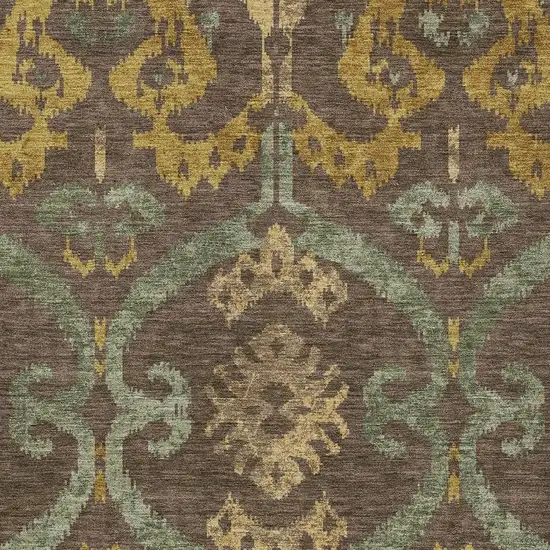 Chocolate And Brown Ikat Washable Indoor Outdoor Area Rug Photo 2