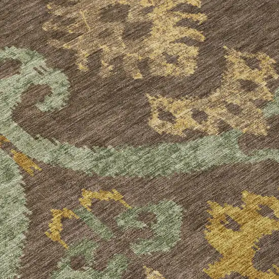 Chocolate And Brown Ikat Washable Indoor Outdoor Area Rug Photo 5