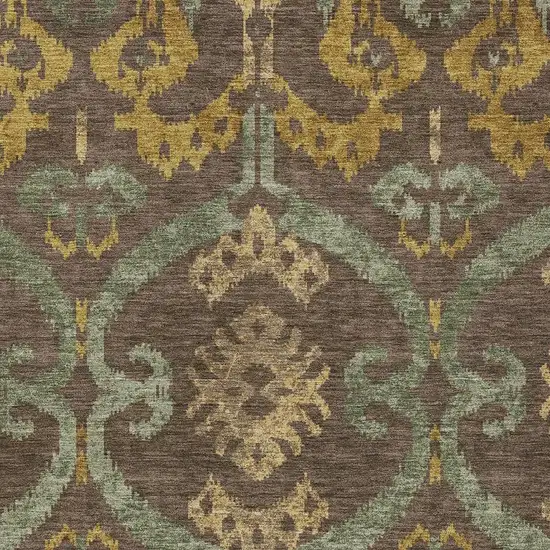 Chocolate And Brown Ikat Washable Indoor Outdoor Area Rug Photo 2