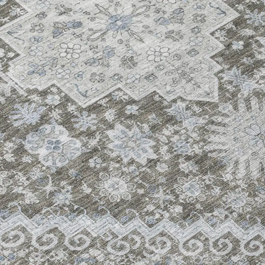 Chocolate And Brown Oriental Washable Indoor Outdoor Area Rug Photo 4