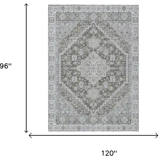 Chocolate And Brown Oriental Washable Indoor Outdoor Area Rug Photo 5