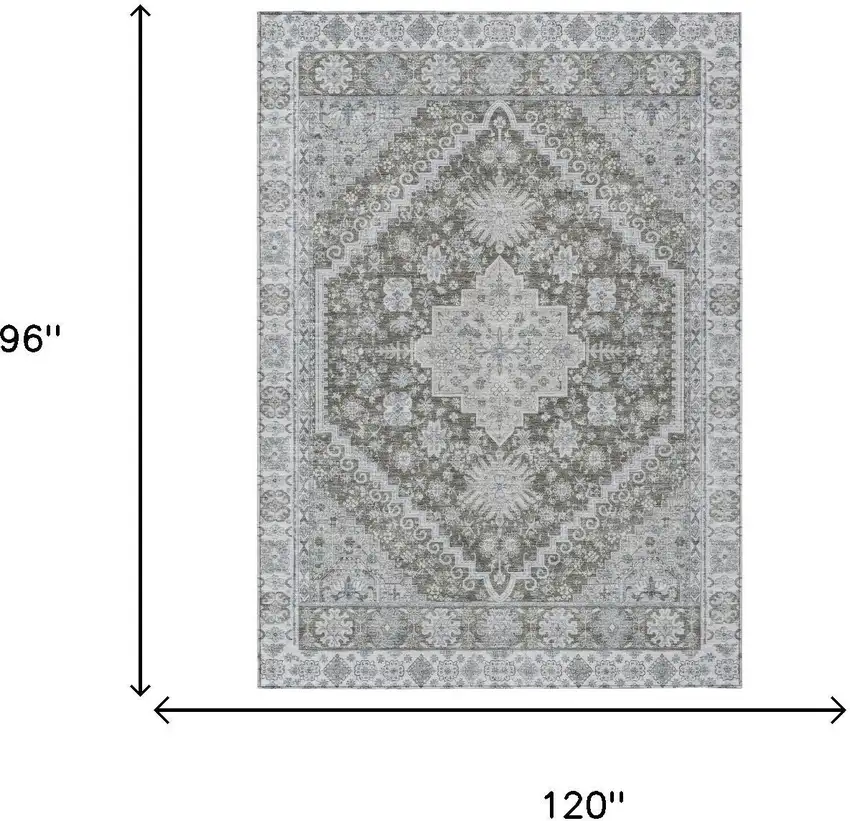 Chocolate And Brown Oriental Washable Indoor Outdoor Area Rug Photo 5