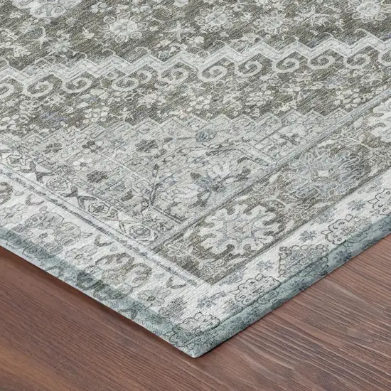 Chocolate And Brown Oriental Washable Indoor Outdoor Area Rug Photo 3