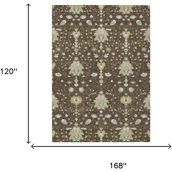 Chocolate And Brown Oriental Washable Indoor Outdoor Area Rug Photo 5