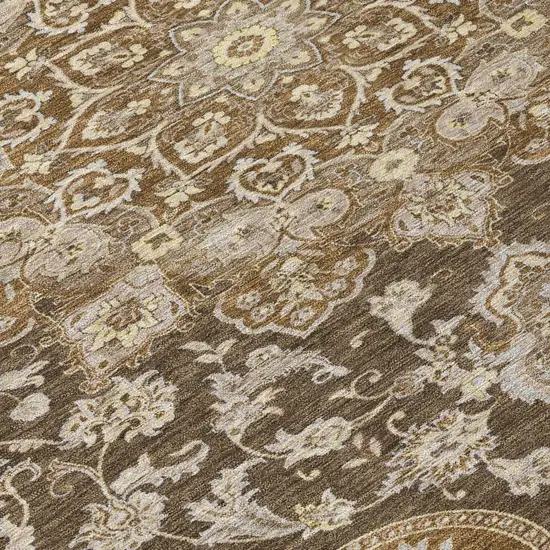 Chocolate And Brown Oriental Washable Indoor Outdoor Area Rug Photo 4