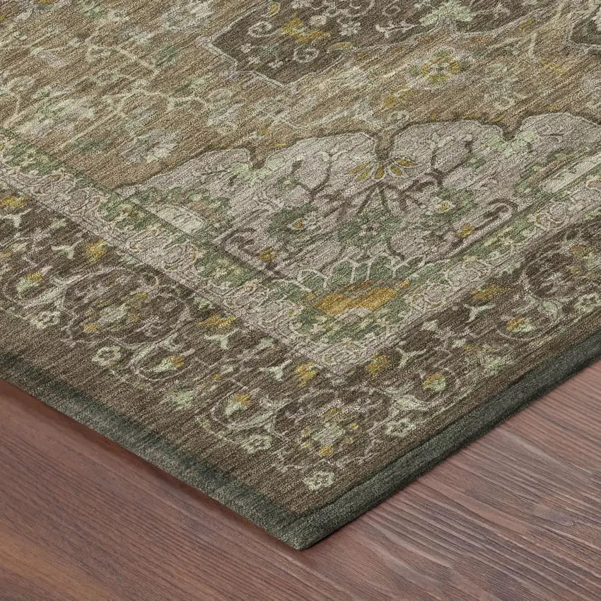 Chocolate And Brown Oriental Washable Indoor Outdoor Area Rug Photo 3