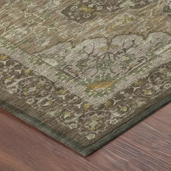Chocolate And Brown Oriental Washable Indoor Outdoor Area Rug Photo 3