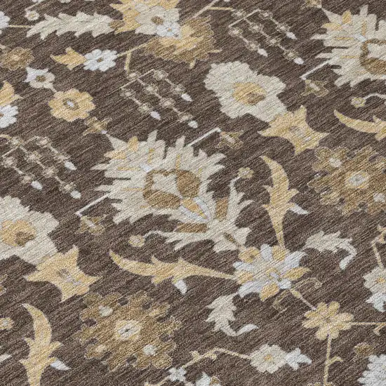 Chocolate And Brown Oriental Washable Indoor Outdoor Area Rug Photo 4