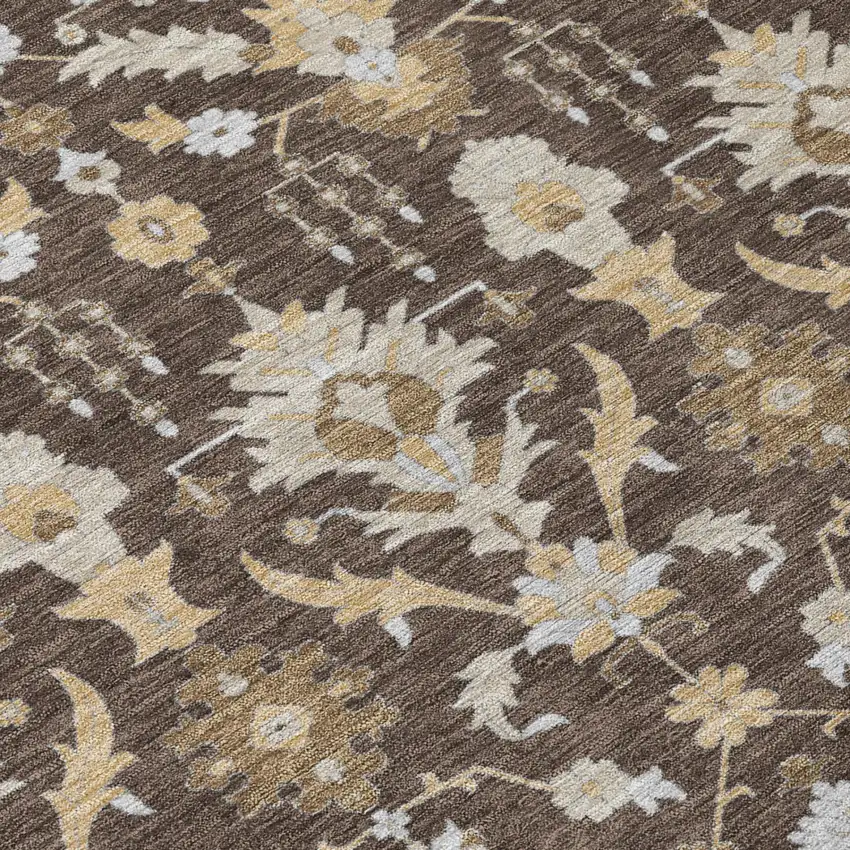 Chocolate And Brown Oriental Washable Indoor Outdoor Area Rug Photo 4