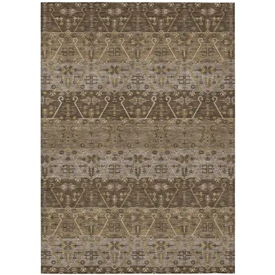 Chocolate And Brown Oriental Washable Indoor Outdoor Area Rug Photo 2