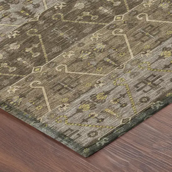 Chocolate And Brown Oriental Washable Indoor Outdoor Area Rug Photo 3