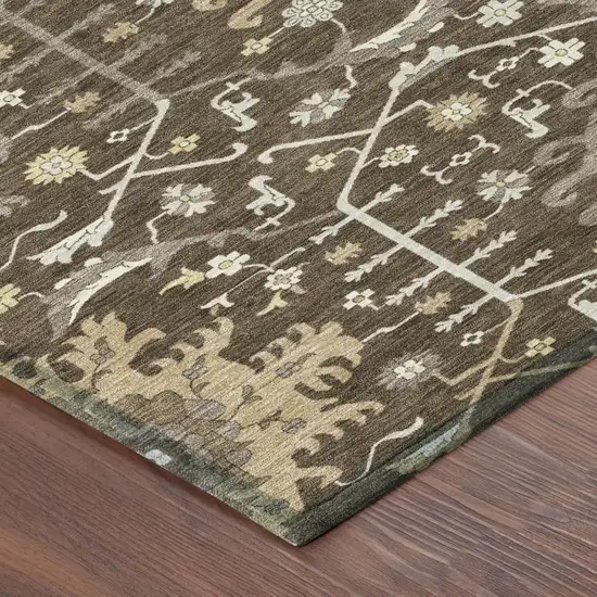 Chocolate And Brown Oriental Washable Indoor Outdoor Area Rug Photo 3