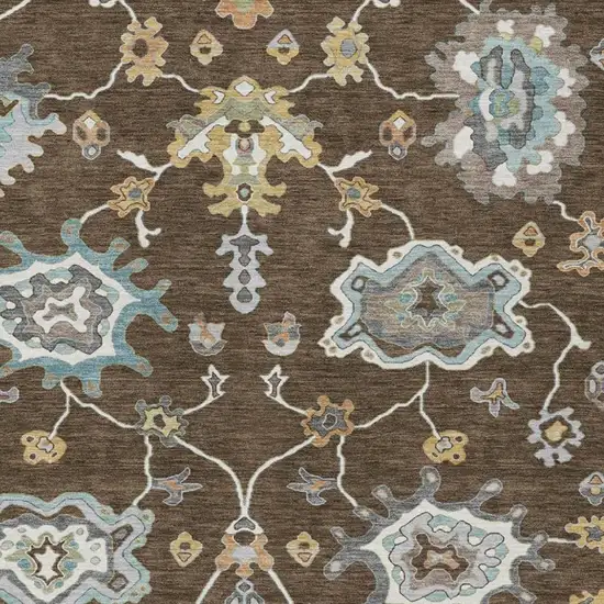 Chocolate And Brown Oriental Washable Indoor Outdoor Area Rug Photo 2