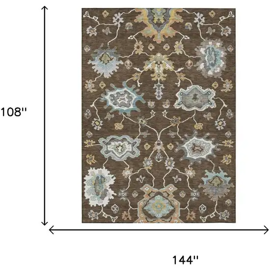 Chocolate And Brown Oriental Washable Indoor Outdoor Area Rug Photo 7