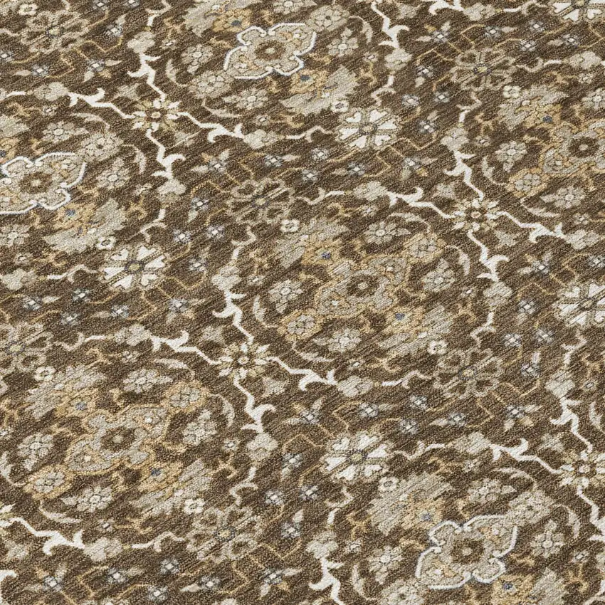 Chocolate And Brown Oriental Washable Indoor Outdoor Area Rug Photo 5