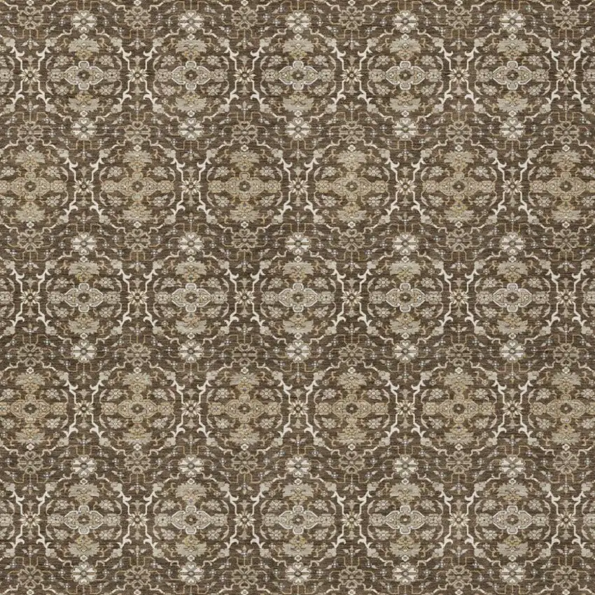 Chocolate And Brown Oriental Washable Indoor Outdoor Area Rug Photo 1