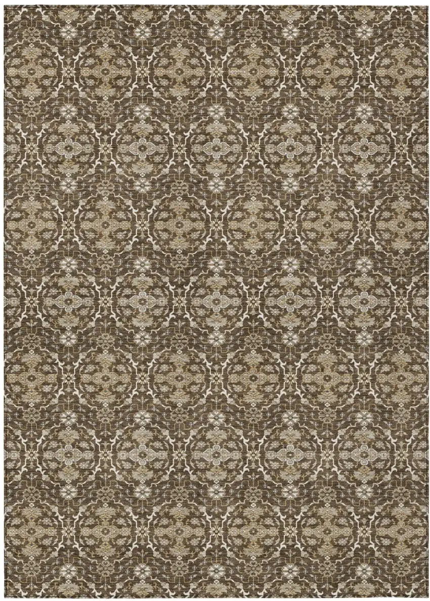 Chocolate And Brown Oriental Washable Indoor Outdoor Area Rug Photo 2