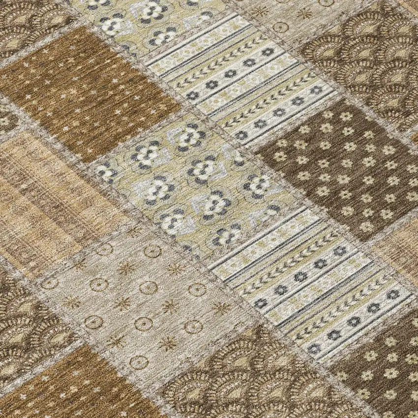 Chocolate And Brown Patchwork Washable Indoor Outdoor Area Rug Photo 3